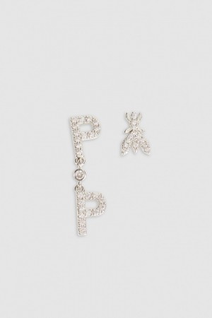 Patrizia Pepe Brass And Glass Earrings Silber | XTPBEJ-371