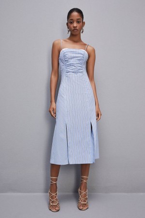 Patrizia Pepe Bustier Midi Dress With Straps Hellblau | ZBFJYU-164