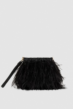 Patrizia Pepe Crossbody Bag With Feathers Schwarz | KVSBYT-856