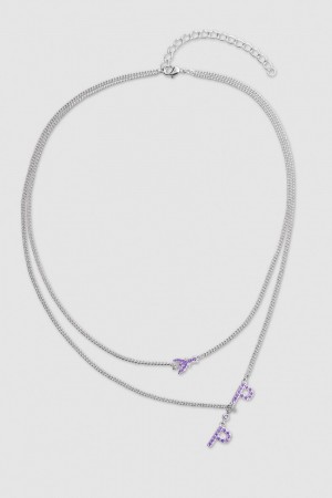 Patrizia Pepe Double Chain Brass Necklace Rosa | FXRNWE-490