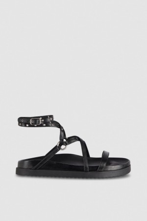 Patrizia Pepe Flat Sandals With Laces Schwarz | FNCOKM-270