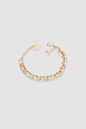 Patrizia Pepe Fly Diamond Brass Chain Bracelet Gold | KFPLHA-189