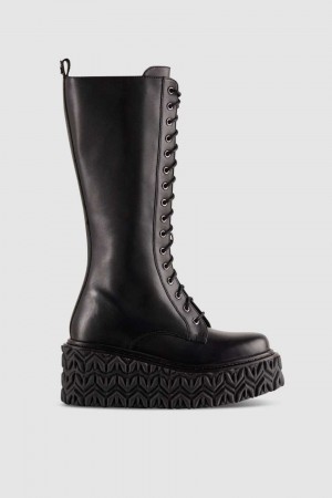 Patrizia Pepe Leather Boots With Side Zipper Schwarz | WTUHYP-186