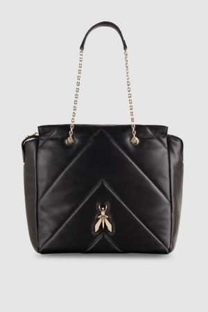 Patrizia Pepe Leather Bucket Bag With Zipper Schwarz | RKTGLO-169