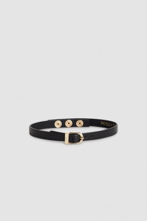 Patrizia Pepe Leather Chocker With Buckle Schwarz | VKXRWB-213