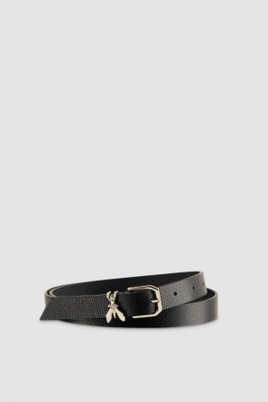 Patrizia Pepe Low-waist Hammered Leather Belt Schwarz | IWCKMP-701