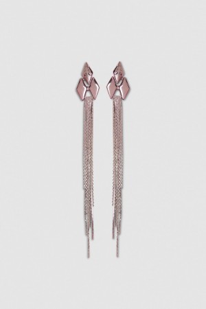 Patrizia Pepe Pendant Earrings With Micro Fly Links And Metal Fringing Rosa | IRSWQK-543