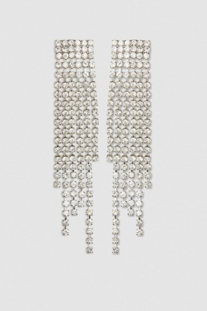 Patrizia Pepe Rhinestone Earrings Silber | OSJBQA-410