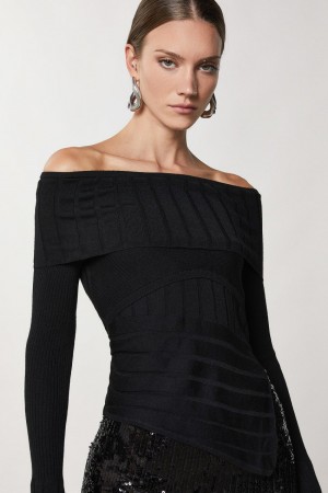 Patrizia Pepe Rib Knit Schwarz | MVUDWY-089