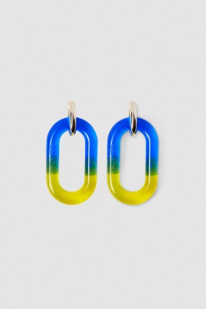 Patrizia Pepe Shaded Maxi Chain Logo Earrings Blau | RSQPTW-315