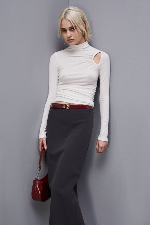 Patrizia Pepe Viscose Ribbed Sweater Weiß | VMSZFH-438